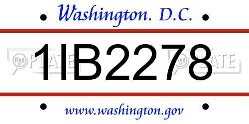 1IB2278 District Of Columbia License Plate
