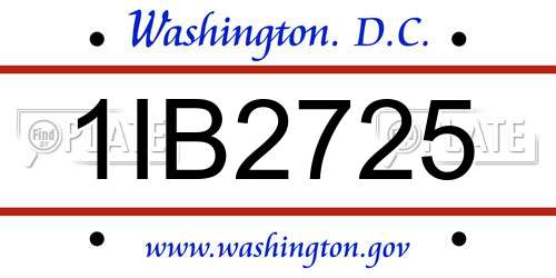 1IB2725 District Of Columbia License Plate