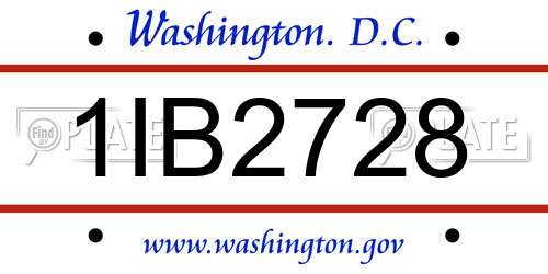 1IB2728 District Of Columbia License Plate