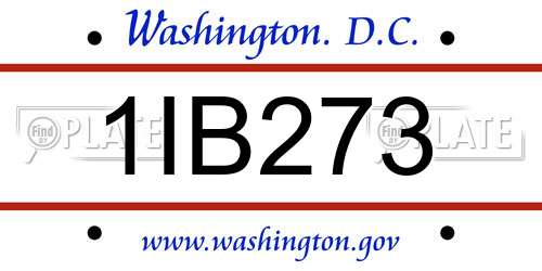 1IB273 District Of Columbia License Plate