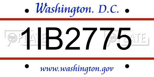 1IB2775 District Of Columbia License Plate