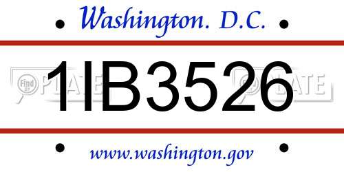 1IB3526 District Of Columbia License Plate