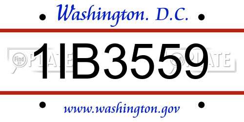 1IB3559 District Of Columbia License Plate