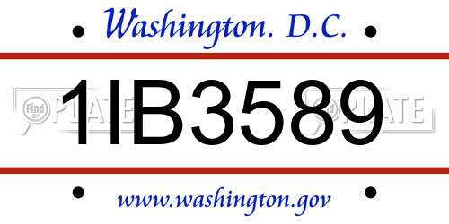 1IB3589 District Of Columbia License Plate