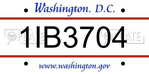 1IB3704 District Of Columbia License Plate