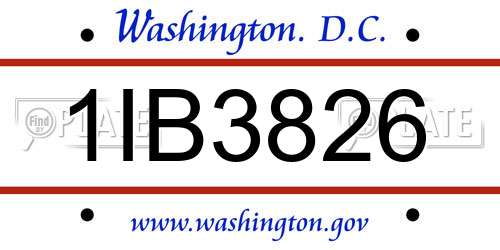 1IB3826 District Of Columbia License Plate