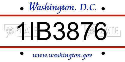 1IB3876 District Of Columbia License Plate
