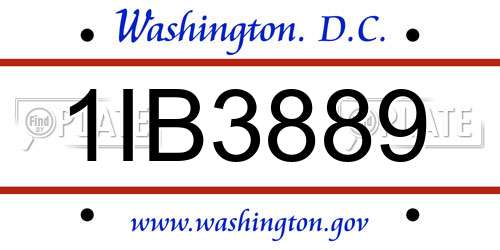 1IB3889 District Of Columbia License Plate