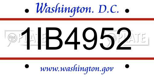 1IB4952 District Of Columbia License Plate
