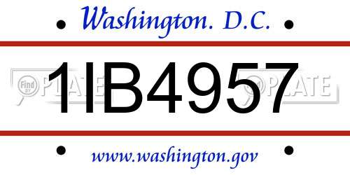 1IB4957 District Of Columbia License Plate