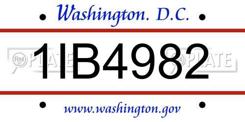 1IB4982 District Of Columbia License Plate