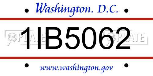 1IB5062 District Of Columbia License Plate
