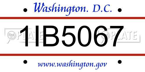 1IB5067 District Of Columbia License Plate