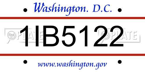 1IB5122 District Of Columbia License Plate