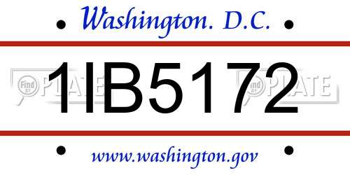 1IB5172 District Of Columbia License Plate