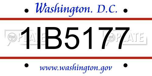 1IB5177 District Of Columbia License Plate