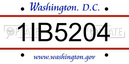 1IB5204 District Of Columbia License Plate
