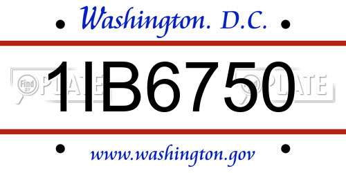 1IB6750 District Of Columbia License Plate