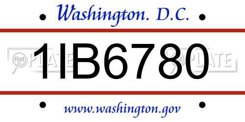 1IB6780 District Of Columbia License Plate