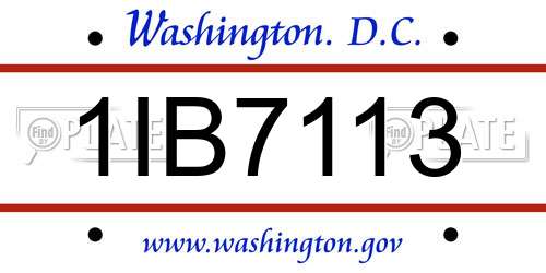 1IB7113 District Of Columbia License Plate