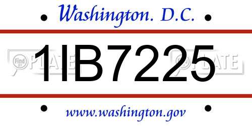 1IB7225 District Of Columbia License Plate