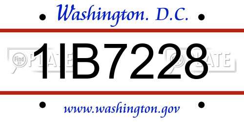 1IB7228 District Of Columbia License Plate