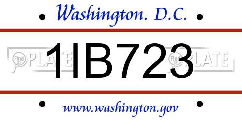 1IB723 District Of Columbia License Plate