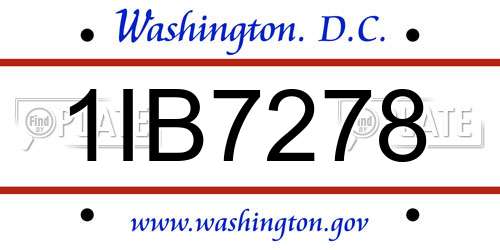 1IB7278 District Of Columbia License Plate