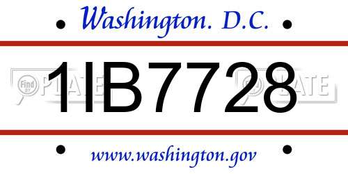1IB7728 District Of Columbia License Plate