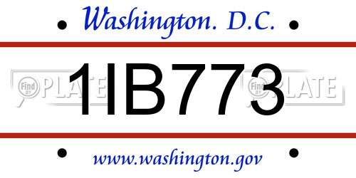 1IB773 District Of Columbia License Plate
