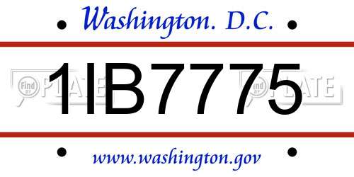 1IB7775 District Of Columbia License Plate
