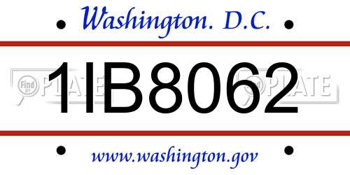 1IB8062 District Of Columbia License Plate