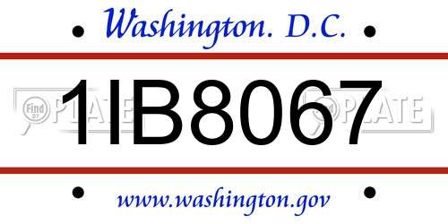 1IB8067 District Of Columbia License Plate