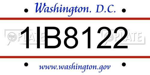1IB8122 District Of Columbia License Plate
