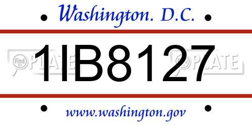 1IB8127 District Of Columbia License Plate