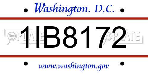 1IB8172 District Of Columbia License Plate