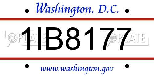 1IB8177 District Of Columbia License Plate