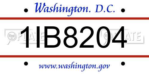 1IB8204 District Of Columbia License Plate