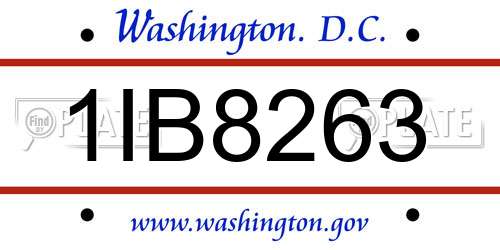 1IB8263 District Of Columbia License Plate