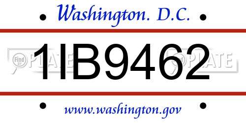 1IB9462 District Of Columbia License Plate