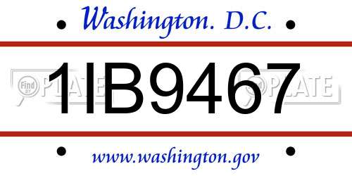1IB9467 District Of Columbia License Plate