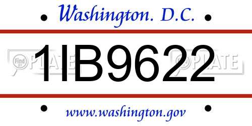 1IB9622 District Of Columbia License Plate