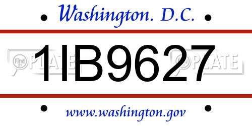 1IB9627 District Of Columbia License Plate