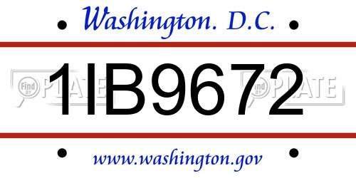 1IB9672 District Of Columbia License Plate