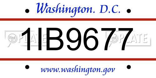1IB9677 District Of Columbia License Plate