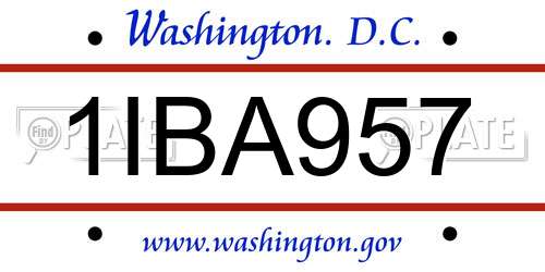 1IBA957 District Of Columbia License Plate