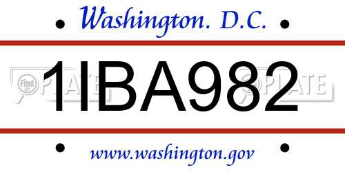 1IBA982 District Of Columbia License Plate