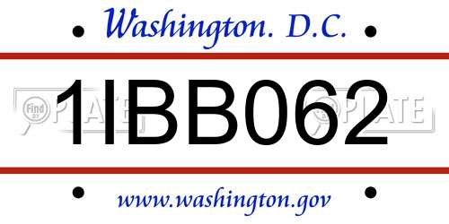 1IBB062 District Of Columbia License Plate