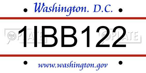 1IBB122 District Of Columbia License Plate