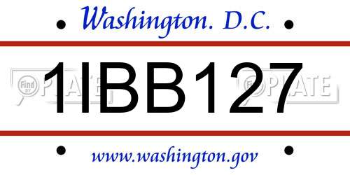 1IBB127 District Of Columbia License Plate
